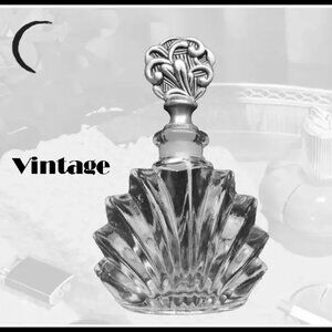 Vintage Crystal Perfume Bottle with Sterling Silver Stopper by Godinger